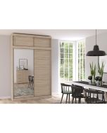 Firenze150 M2 magasított tolóajtós, tükrös gardróbszekrény tölgy-tölgy
