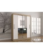 Firenze150 tolóajtós, tükrös gardróbszekrény tölgy-fehér