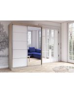  Firenze150 M2 tolóajtós, tükrös gardróbszekrény tölgy-fehér