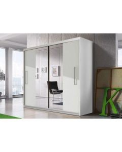 Firenze204 tolóajtós, tükrös, gardróbszekrény fehér-fehér
