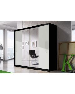 Firenze204 tolóajtós, tükrös, gardróbszekrény fekete-fehér