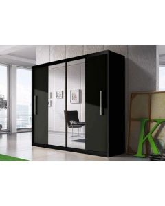 Firenze204 tolóajtós, tükrös, gardróbszekrény fekete-fekete