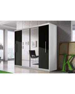 Firenze204 tolóajtós, tükrös, gardróbszekrény fehér-fekete