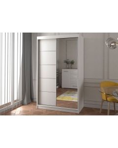 Firenze120 tolóajtós, tükrös, gardróbszekrény fehér-fehér