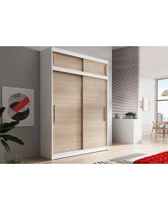 Firenze150 M06 magasított tolóajtós gardróbszekrény fehér-tölgy