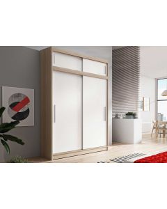 Firenze150 M06 magasított tolóajtós gardróbszekrény tölgy-fehér
