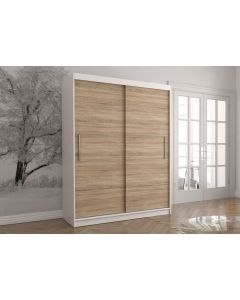 Firenze150 M06 tolóajtós gardróbszekrény fehér-tölgy