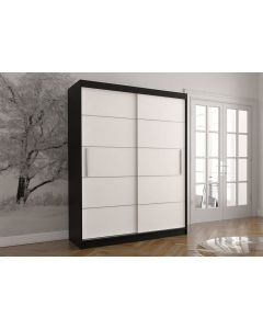Firenze150 M06 tolóajtós gardróbszekrény fekete-fehér