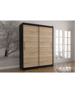 Firenze150 M06 tolóajtós gardróbszekrény fekete-tölgy