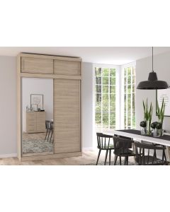 Firenze150 M2 magasított tolóajtós, tükrös gardróbszekrény tölgy-tölgy