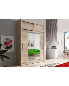 Firenze150 magasított tolóajtós, tükrös gardróbszekrény tölgy-tölgy