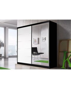 Firenze183 tolóajtós, tükrös, gardróbszekrény fekete-fehér