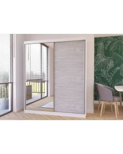 Firenze183 tolóajtós, tükrös, gardróbszekrény fehér-beton