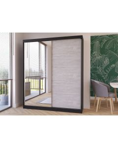 Firenze183 tolóajtós, tükrös, gardróbszekrény fekete-beton