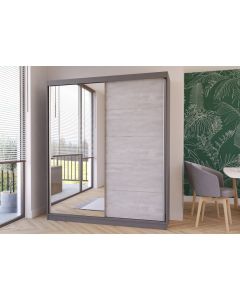 Firenze183 tolóajtós, tükrös, gardróbszekrény szürke-beton