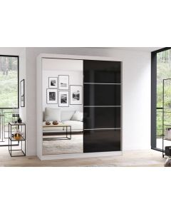 Firenze183 M35 magasfényű ajtó, matt vázas gardróbszekrény fehér-fekete