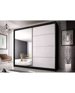 Firenze183 M35 magasfényű ajtó, matt vázas gardróbszekrény fekete-fehér