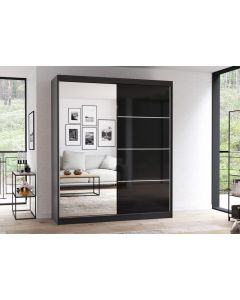 Firenze183 M35 magasfényű ajtó, matt vázas gardróbszekrény fekete-fekete