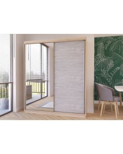 Firenze183 tolóajtós, tükrös, gardróbszekrény tölgy-beton