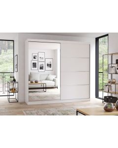 Firenze203 M42 tolóajtós, tükrös, gardróbszekrény fehér-fehér