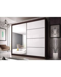 Firenze203 M35 magasfényű ajtó, matt vázas gardróbszekrény fekete-fehér