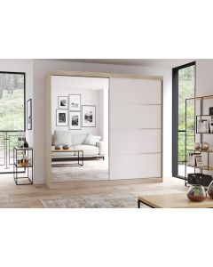 Firenze203 M42 tolóajtós, tükrös, gardróbszekrény tölgy-fehér