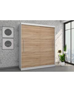 Firenze204 M2 tolóajtós, gardróbszekrény fehér-tölgy