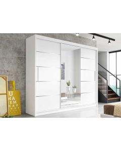 Firenze233 tolóajtós, tükrös, gardróbszekrény fehér-fehér