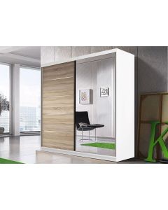 Firenze183 tolóajtós, tükrös, gardróbszekrény fehér-tölgy