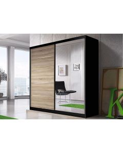 Firenze183 tolóajtós, tükrös, gardróbszekrény fekete-tölgy