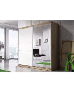 Firenze183 tolóajtós, tükrös, gardróbszekrény tölgy-fehér