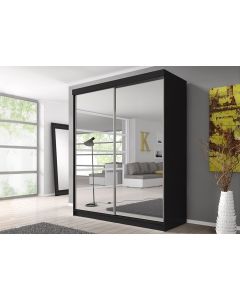 Firenze203 M20 tolóajtós, tükrös, gardróbszekrény fekete