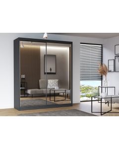 Firenze203 M20 tolóajtós, tükrös, gardróbszekrény szürke